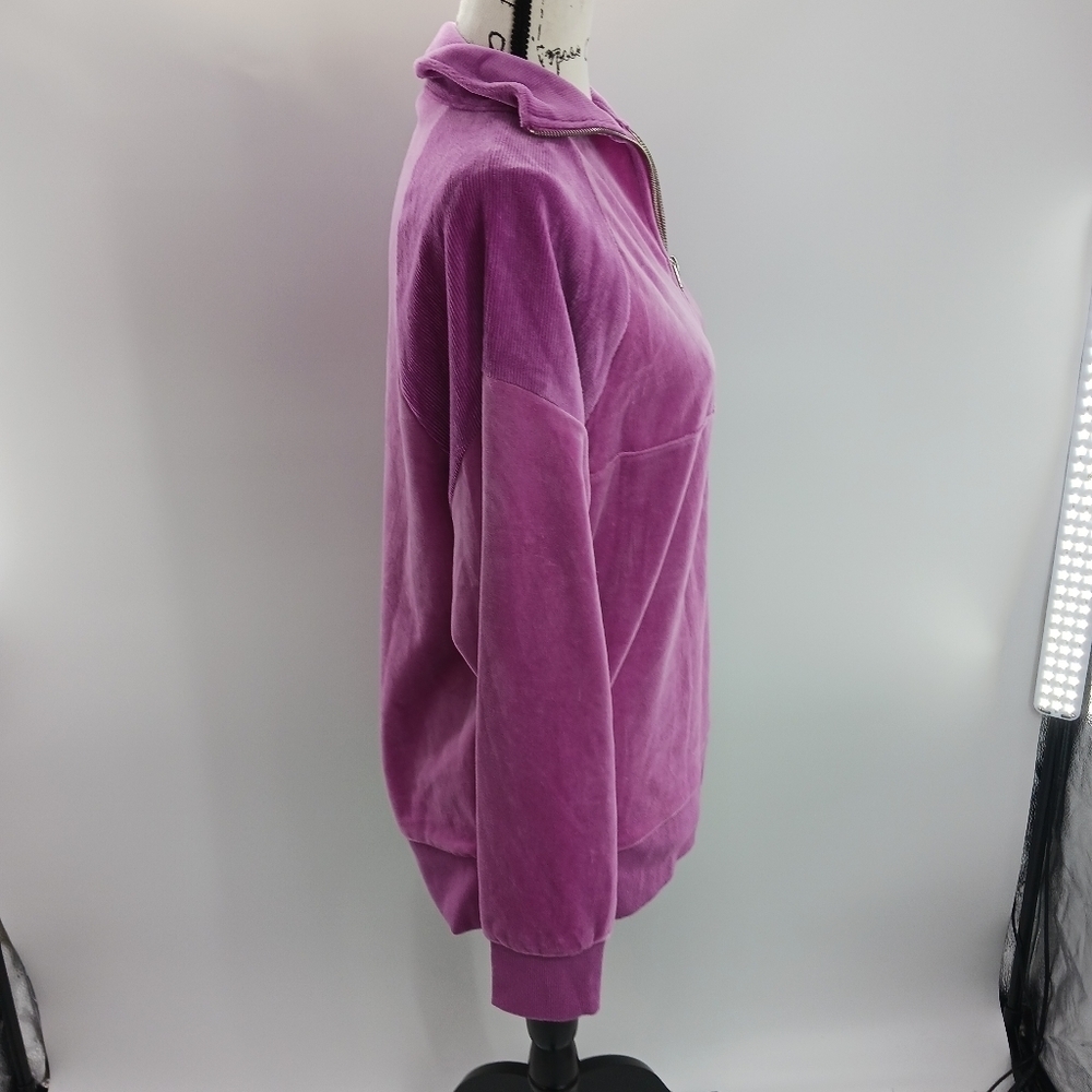 WILD Fable Velour Quarter Zip Tunic Sweatshirt Womens Purple Size XS - Picture 8 of 11